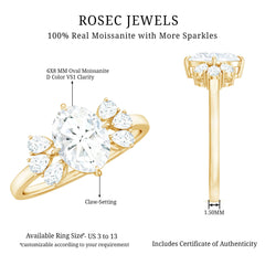 6X8mm Oval Cut Moissanite Designer Engagement Ring
