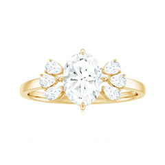 6X8mm Oval Cut Moissanite Designer Engagement Ring