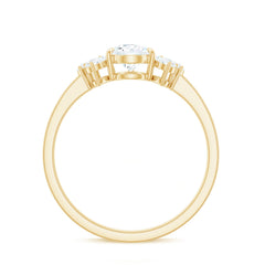 Certified Moissanite Pear Shape Engagement Ring with Trio