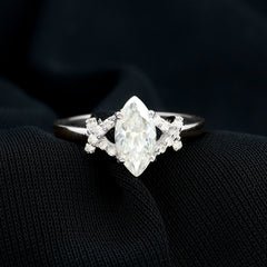 5X10 MM Moissanite Marquise Engagement Ring in Split Shank
