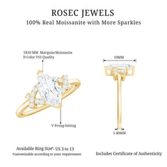 5X10 MM Moissanite Marquise Engagement Ring in Split Shank