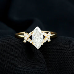 5X10 MM Moissanite Marquise Engagement Ring in Split Shank