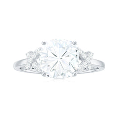 8X8mm Cushion Cut Moissanite Solitaire Engagement Ring for Women