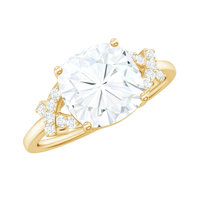 8X8mm Cushion Cut Moissanite Solitaire Engagement Ring for Women