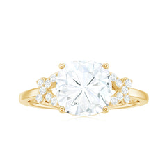 8X8mm Cushion Cut Moissanite Solitaire Engagement Ring for Women