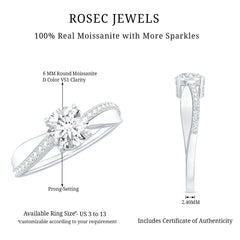 Classic Round Cut Moissanite Solitaire Engagement Ring for Women