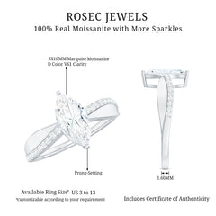 Classic Marquise Cut Moissanite Solitaire Engagement Ring