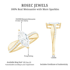 Classic Marquise Cut Moissanite Solitaire Engagement Ring