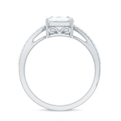 7x9mm Emerald Cut Moissanite Solitaire Classic Engagement Ring