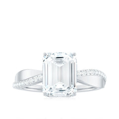7x9mm Emerald Cut Moissanite Solitaire Classic Engagement Ring