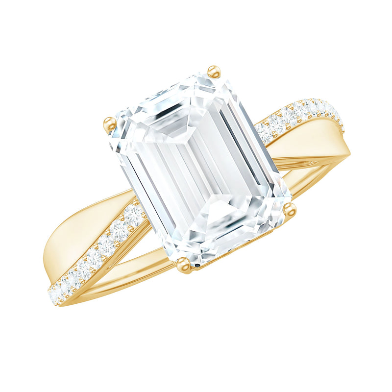 7x9mm Emerald Cut Moissanite Solitaire Classic Engagement Ring