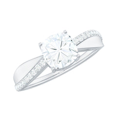 Cushion Cut Moissanite Bypass Engagement Ring