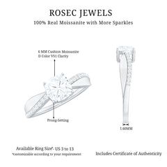 Cushion Cut Moissanite Bypass Engagement Ring