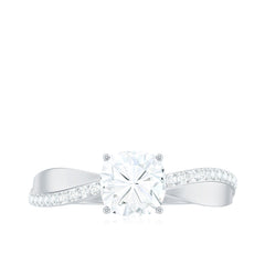 Cushion Cut Moissanite Bypass Engagement Ring