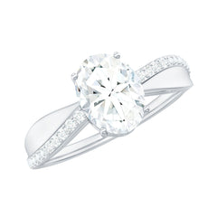 6X8mm Brilliant Cut Certified Moissanite Engagement Ring