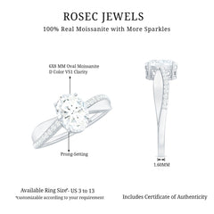 6X8mm Brilliant Cut Certified Moissanite Engagement Ring