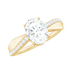 6X8mm Brilliant Cut Certified Moissanite Engagement Ring