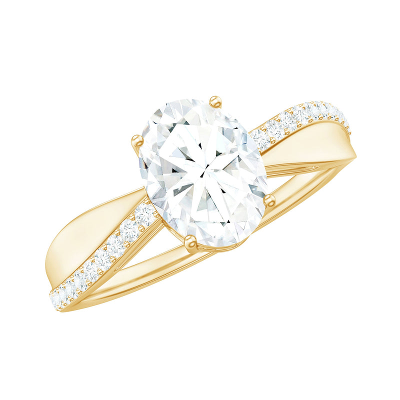 6X8mm Brilliant Cut Certified Moissanite Engagement Ring