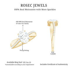 6X8mm Brilliant Cut Certified Moissanite Engagement Ring