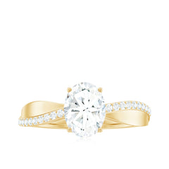 6X8mm Brilliant Cut Certified Moissanite Engagement Ring