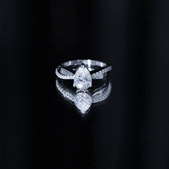 6X8 MM Pear Shape Moissanite Solitaire Engagement Ring