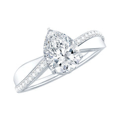 6X8 MM Pear Shape Moissanite Solitaire Engagement Ring