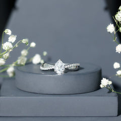 6X8 MM Pear Shape Moissanite Solitaire Engagement Ring