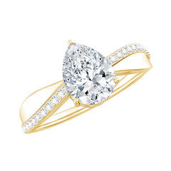 6X8 MM Pear Shape Moissanite Solitaire Engagement Ring