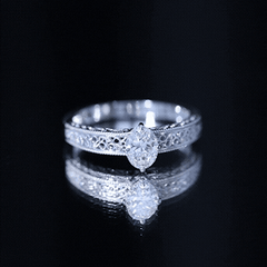 6X8mm Moissanite Oblong Engagement Ring with Filigree Shank