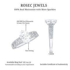 6X8mm Moissanite Oblong Engagement Ring with Filigree Shank