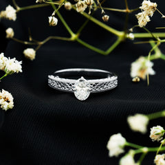 6X8mm Moissanite Oblong Engagement Ring with Filigree Shank