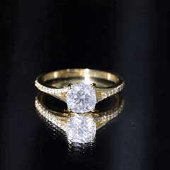 Huge Cushion Cut Moissanite Engagement Ring with Split Shank