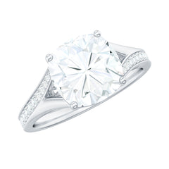 Huge Cushion Cut Moissanite Engagement Ring with Split Shank