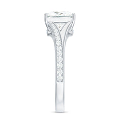 8 mm Princess Cut Moissanite Solitaire Engagement Ring with Split Shank
