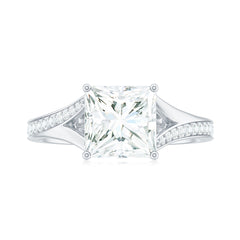8 mm Princess Cut Moissanite Solitaire Engagement Ring with Split Shank
