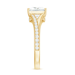 8 mm Princess Cut Moissanite Solitaire Engagement Ring with Split Shank
