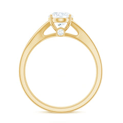6x8mm Oval Cut Moissanite Solitaire Engagement Ring with Split Shank
