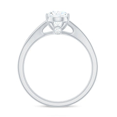 6X8mm Pear Cut Moissanite Solitaire Engagement Ring with Split Shank