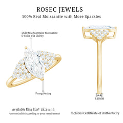 5X10mm Marquise Cut Moissanite Classic Engagement Ring