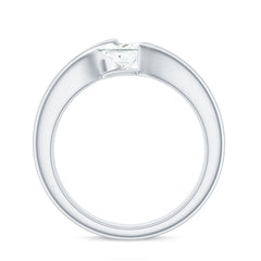 5mm Princess Cut Moissanite Solitaire Ring in Tension Setting