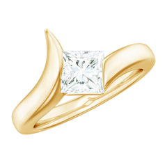 5mm Princess Cut Moissanite Solitaire Ring in Tension Setting