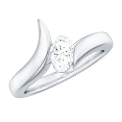 4x6mm Oval Cut Moissanite Solitaire Bypass Ring