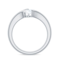 4x6mm Oval Cut Moissanite Solitaire Bypass Ring