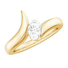 4x6mm Oval Cut Moissanite Solitaire Bypass Ring