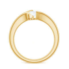 4x6mm Oval Cut Moissanite Solitaire Bypass Ring