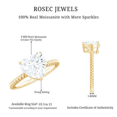 2 Carat Moissanite Engagement Ring with Twisted Rope Shank