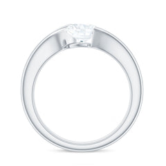 6X6 MM Cushion Cut Moissanite Solitaire Engagement Ring with Bypass Shank