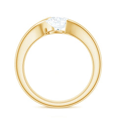 6X6 MM Cushion Cut Moissanite Solitaire Engagement Ring with Bypass Shank