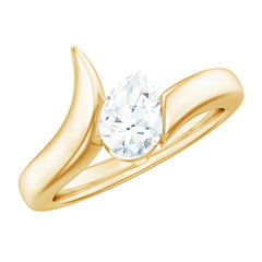 5X7mm Pear Cut Moissanite Solitaire Ring with Bypass Shank