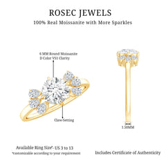 6mm Round Moissanite Minimal Solitaire Engagement Ring